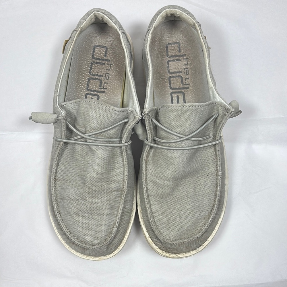 Hey Dude Wendy Chambray Lt Gray Casual Shoe 7 Slip On Comfort Summer Memory Foam